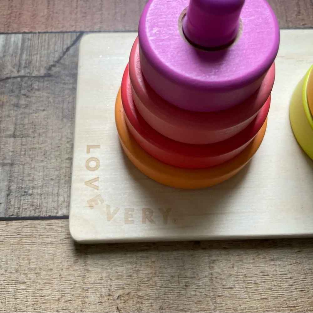 Wooden Rainbow Stacking Toy - Multicolor Toddler Puzzle